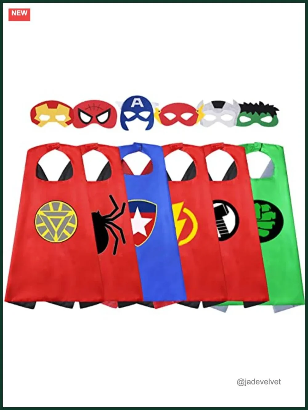 6-Pack Superhero Cape Set with Mask, Headband, Belt for Kids